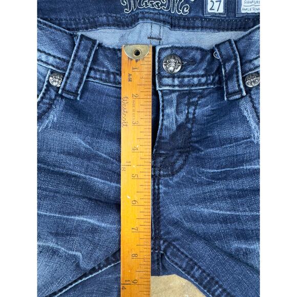 Miss Me Signature‎ Ankle Skinny Jeans Women’s 27 Blue Mid-Rise Embellished - Picture 12 of 14
